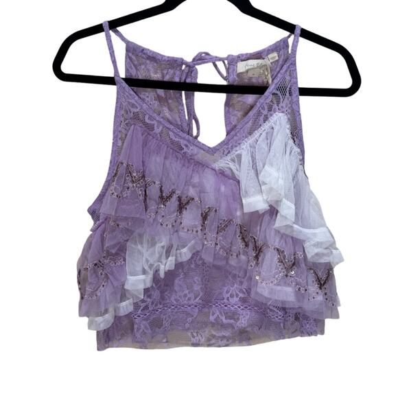 Anthropologie Forever That Girl Ruffle Tank Top - Purple L - Picture 2 of 8